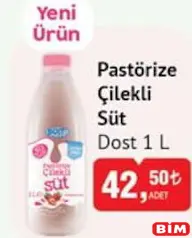 DOST PASTÖRİZE ÇİLEKLİ SÜT 1 L